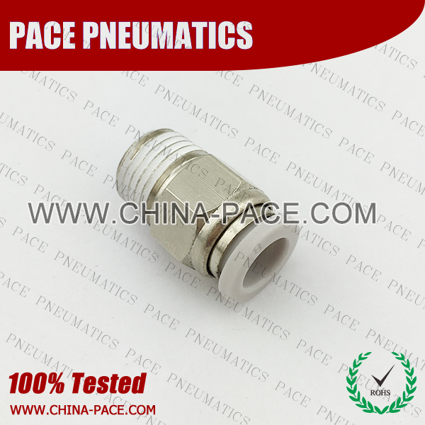 Male Straight Grey Color Pneumatic Fittings, White Push To Connect Fittings, Air Fittings, white color push in fittings, Push In Air Fittings, Composite Push In Fittings, Polymer push to connect Fittings, Air Flow Speed Control valve, Hand Valve, pneumatic component